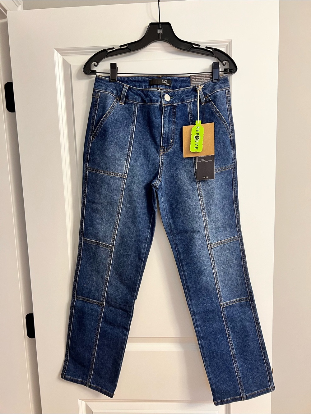 1822 Denim Blue Patchwork Straight-Leg Jeans